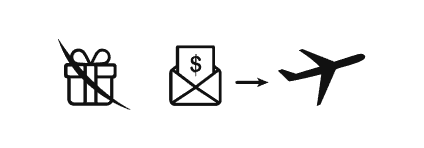 By prezentów nie składać na stercie, niechaj zmieszczą się w kopercie.